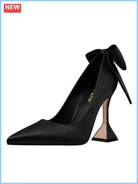 Pointy Toe Slip On Pumps Block High Heels Dress Shoes